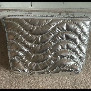 NWOT Silver Metallic Cosmetic Bag